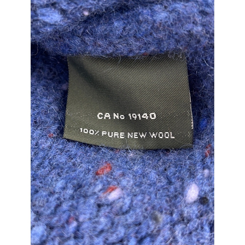 Aran Roll Neck Sweater Irish Wool Pullover Fisherman Mens M Blue - Picture 4 of 6